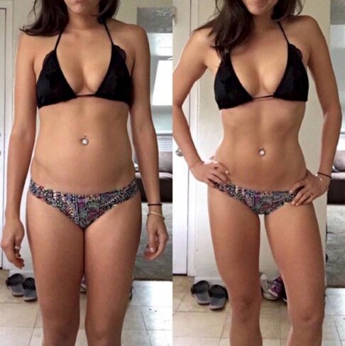 دختر قبل و بعد از کاهش وزن در رژیم غذایی بدون کربوهیدرات