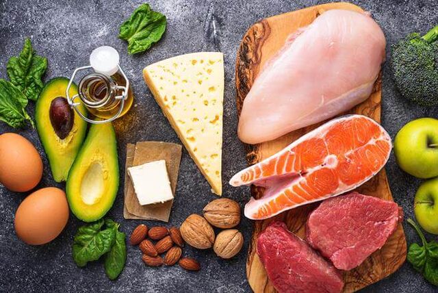 رژیم غذایی یک رژیم کم کربوهیدرات شامل محصولات حاوی پروتئین حیوانی و گیاهی با چربی است. 